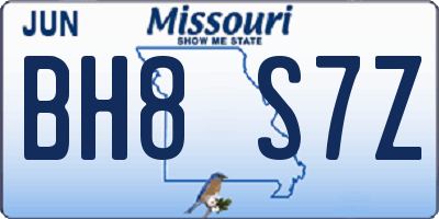MO license plate BH8S7Z