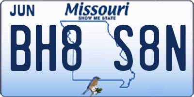 MO license plate BH8S8N