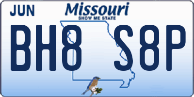 MO license plate BH8S8P