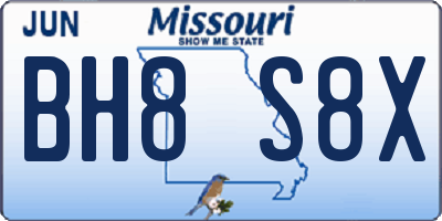 MO license plate BH8S8X