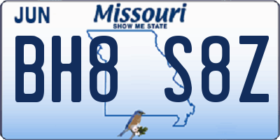 MO license plate BH8S8Z