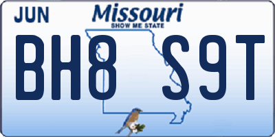 MO license plate BH8S9T