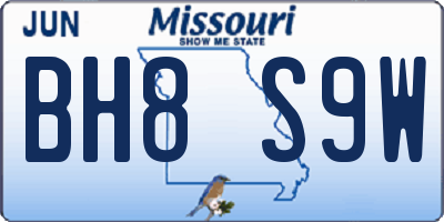 MO license plate BH8S9W