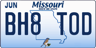 MO license plate BH8T0D