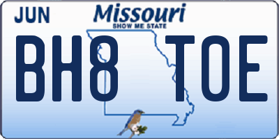 MO license plate BH8T0E