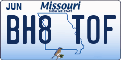 MO license plate BH8T0F