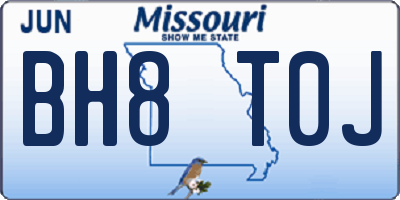 MO license plate BH8T0J