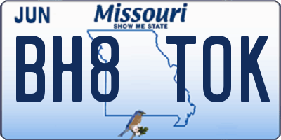 MO license plate BH8T0K