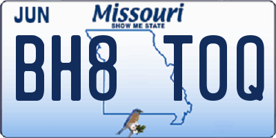 MO license plate BH8T0Q