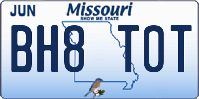 MO license plate BH8T0T