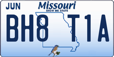 MO license plate BH8T1A