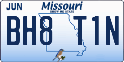 MO license plate BH8T1N