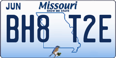 MO license plate BH8T2E