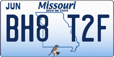 MO license plate BH8T2F