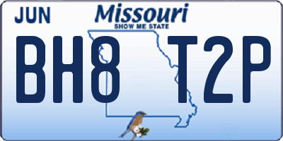 MO license plate BH8T2P