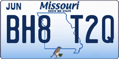 MO license plate BH8T2Q