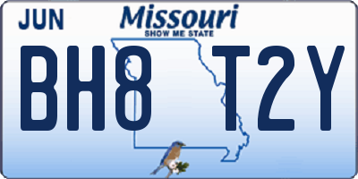 MO license plate BH8T2Y