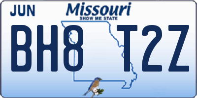 MO license plate BH8T2Z