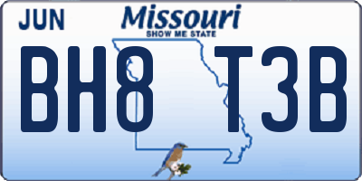 MO license plate BH8T3B