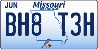 MO license plate BH8T3H