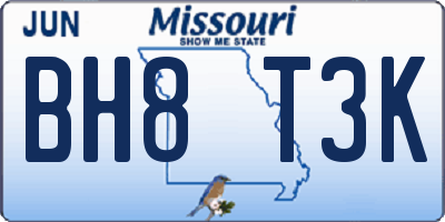 MO license plate BH8T3K