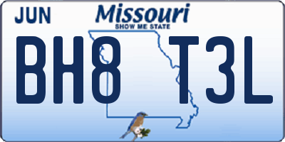 MO license plate BH8T3L