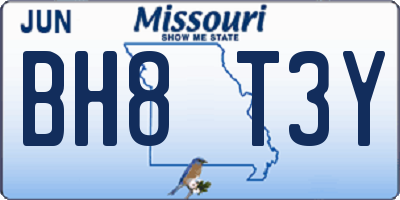 MO license plate BH8T3Y