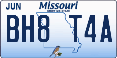 MO license plate BH8T4A
