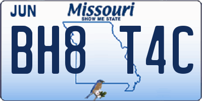 MO license plate BH8T4C
