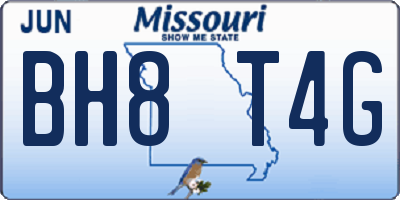 MO license plate BH8T4G