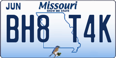 MO license plate BH8T4K