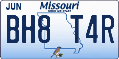 MO license plate BH8T4R