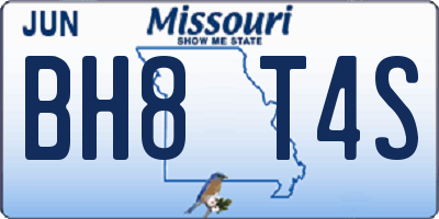MO license plate BH8T4S