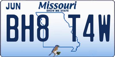 MO license plate BH8T4W