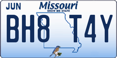 MO license plate BH8T4Y