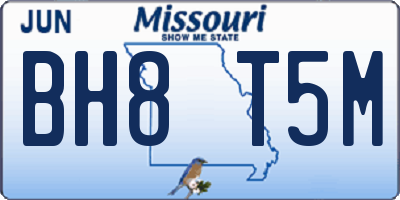 MO license plate BH8T5M