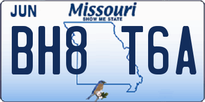 MO license plate BH8T6A