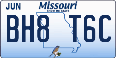 MO license plate BH8T6C