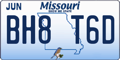 MO license plate BH8T6D