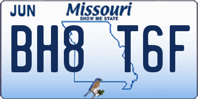 MO license plate BH8T6F