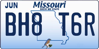 MO license plate BH8T6R