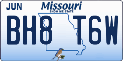 MO license plate BH8T6W
