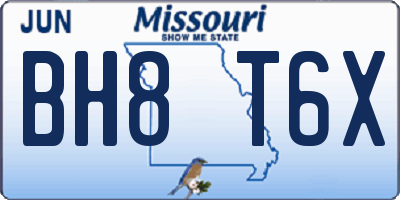 MO license plate BH8T6X