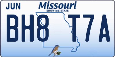 MO license plate BH8T7A