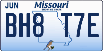 MO license plate BH8T7E
