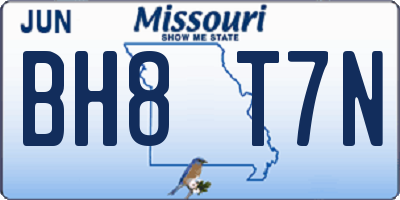 MO license plate BH8T7N