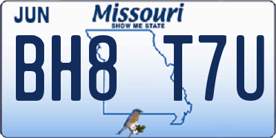 MO license plate BH8T7U