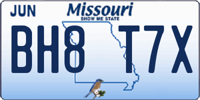 MO license plate BH8T7X