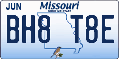 MO license plate BH8T8E