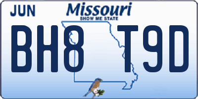MO license plate BH8T9D